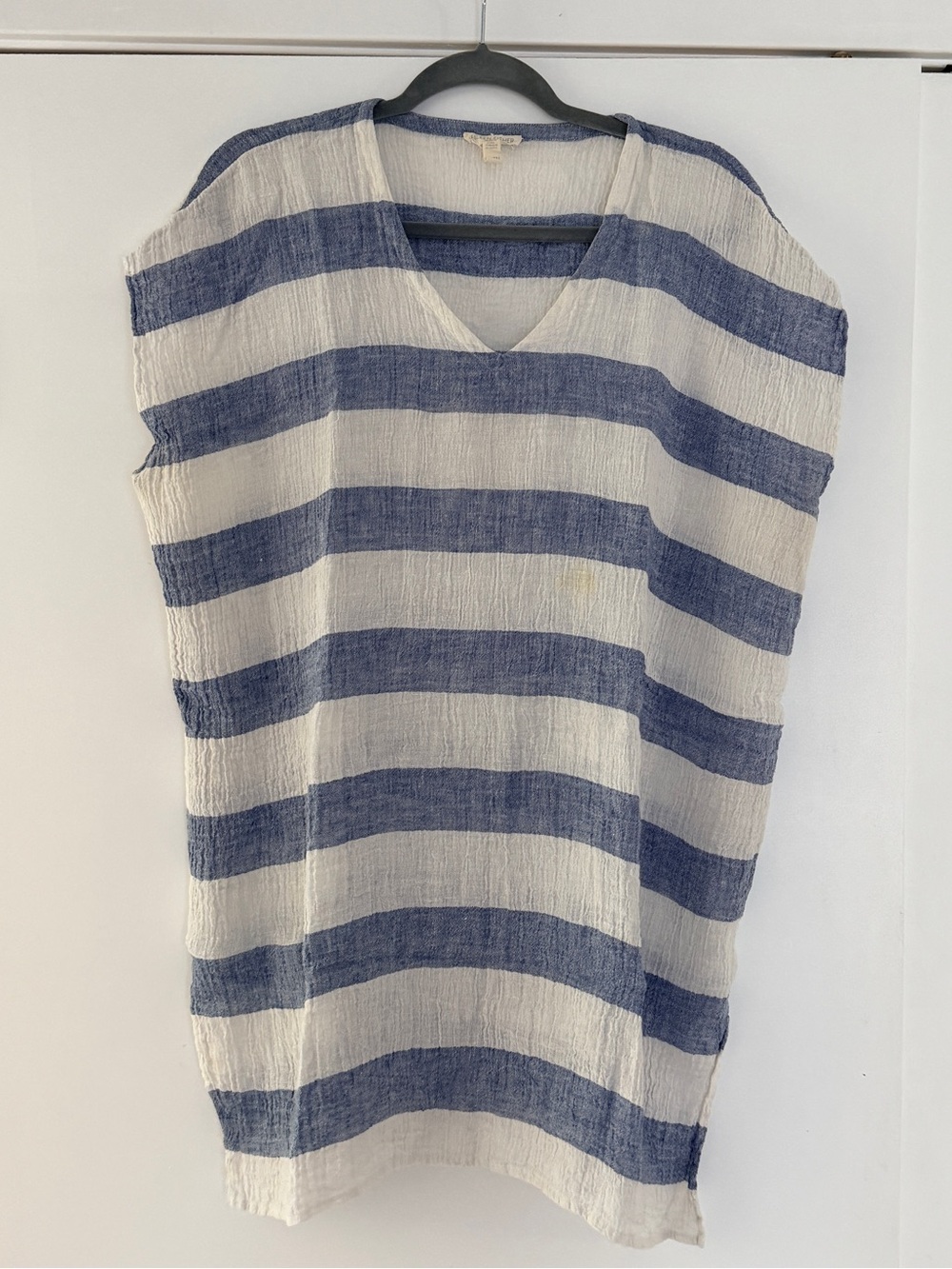 Eileen Fisher Blue & White Striped V-Neck Tunic